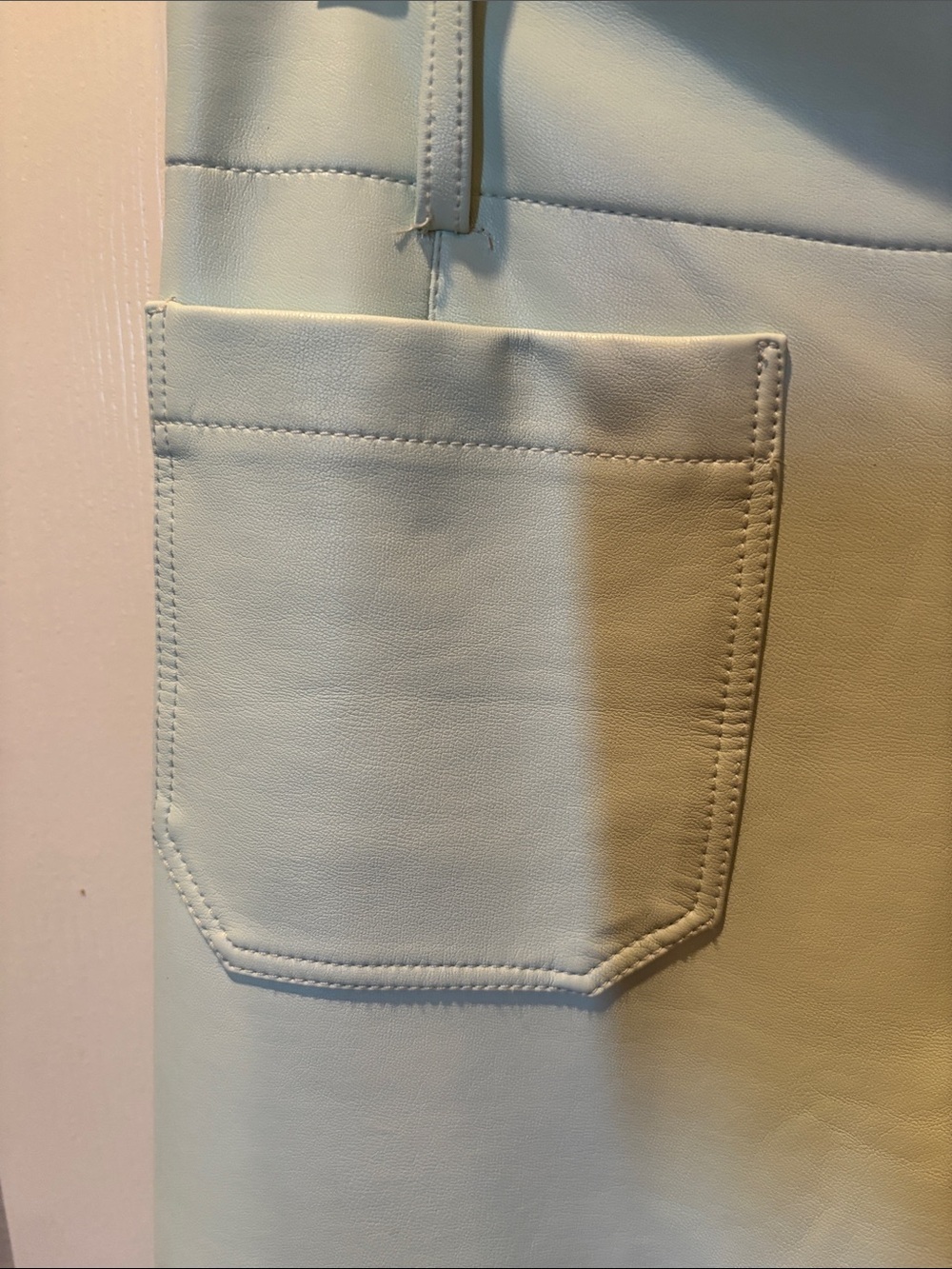 Anthropologie Maeve The Colette Crop Faux Leather Wide Leg Pants Mint Green 26 - Picture 4 of 6